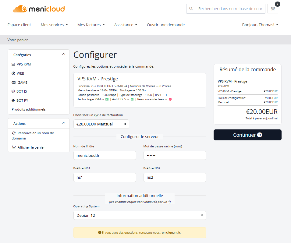 Commande VPS